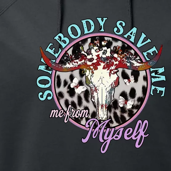 Somebody Save Me Country Music Retro Cowgirl Performance Fleece Hoodie