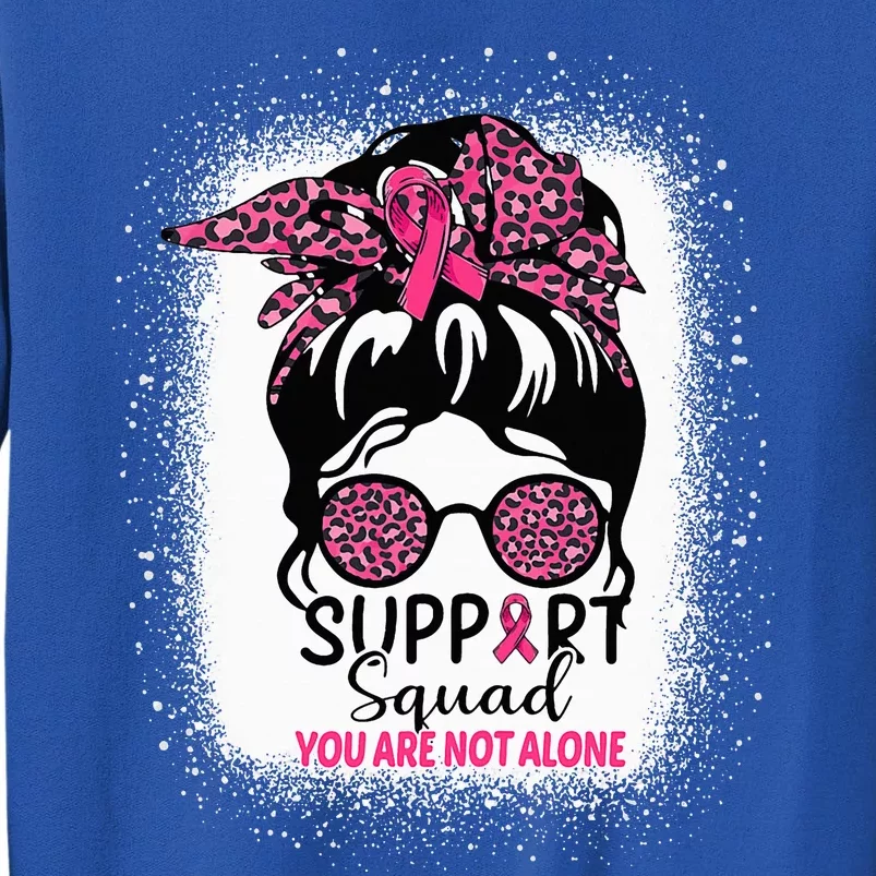 Support Squad Messy Bun Pink Warrior Breast Cancer Awareness Sweatshirt