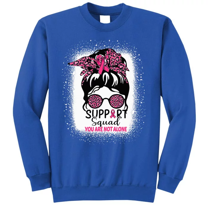 Support Squad Messy Bun Pink Warrior Breast Cancer Awareness Sweatshirt