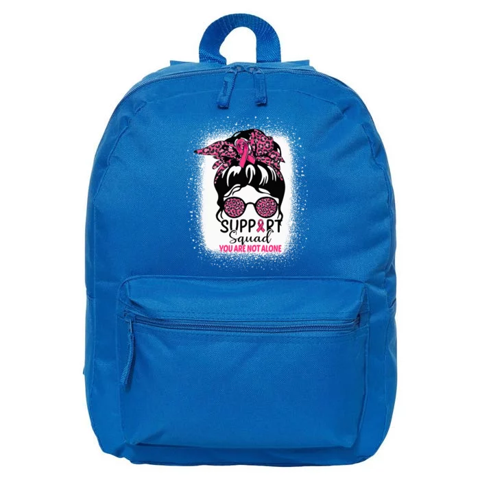 Support Squad Messy Bun Pink Warrior Breast Cancer Awareness 16 in Basic Backpack