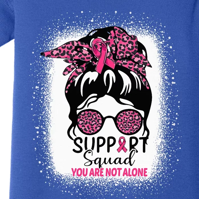 Support Squad Messy Bun Pink Warrior Breast Cancer Awareness Baby Bodysuit