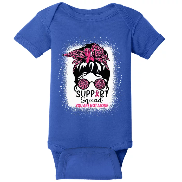 Support Squad Messy Bun Pink Warrior Breast Cancer Awareness Baby Bodysuit