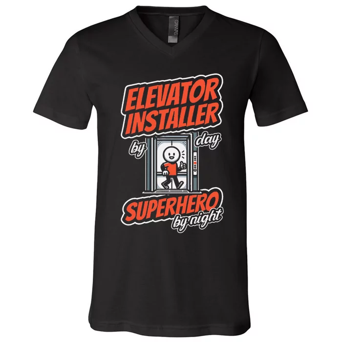 Safety Standards Mechanical Installation Elevator Installer V-Neck T-Shirt