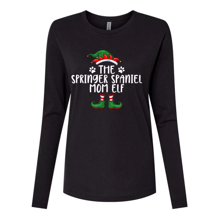 Springer Spaniel Mom Dog Elf Christmas X Mas Pajama Womens Cotton Relaxed Long Sleeve T-Shirt