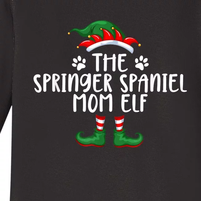 Springer Spaniel Mom Dog Elf Christmas X Mas Pajama Baby Long Sleeve Bodysuit