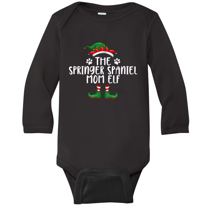 Springer Spaniel Mom Dog Elf Christmas X Mas Pajama Baby Long Sleeve Bodysuit