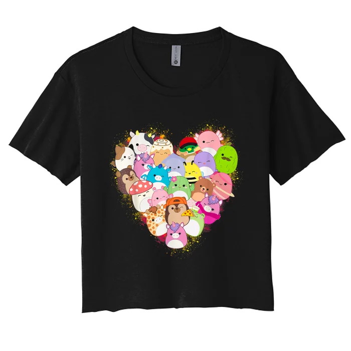 Squish Squad Mallow Heart Great Gifts Cute Women's Crop Top Tee