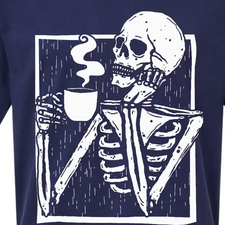 Spooky Skull Mug for Halloween Beverages Sueded Cloud Jersey T-Shirt