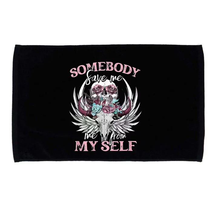 Somebody Save Me From Myself Floral Skull Microfiber Hand Towel