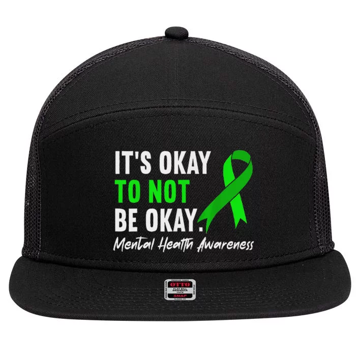 Support Squad Mental Health Awareness Lime Green Ribbon 7 Panel Mesh Trucker Snapback Hat