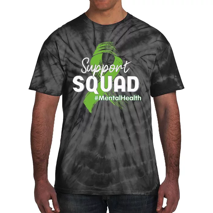 Support Squad Mental Health Awareness Lime Green Ribbon Tie-Dye T-Shirt