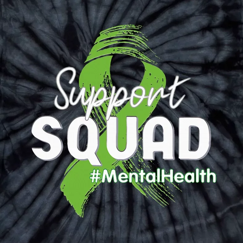 Support Squad Mental Health Awareness Lime Green Ribbon Tie-Dye T-Shirt