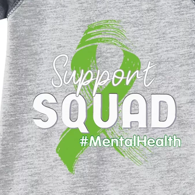 Support Squad Mental Health Awareness Lime Green Ribbon Infant Baby Jersey Bodysuit