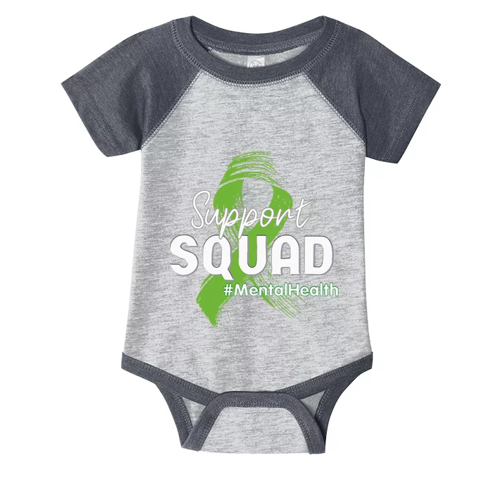 Support Squad Mental Health Awareness Lime Green Ribbon Infant Baby Jersey Bodysuit