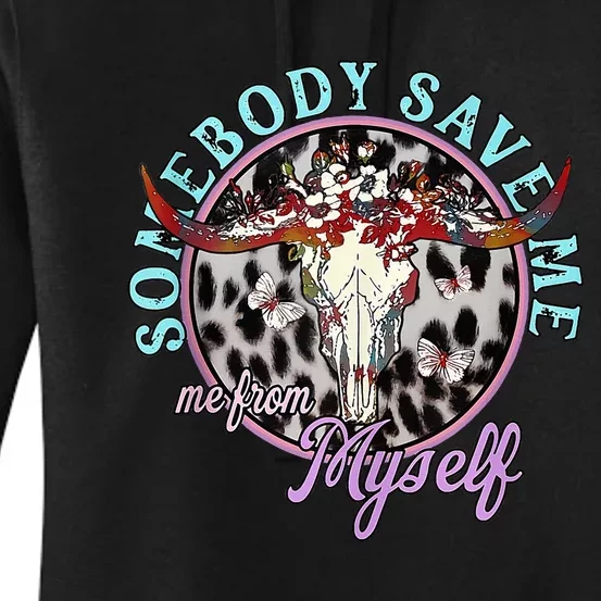 Somebody Save Me Country Music Retro Cow Tees Women's Pullover Hoodie