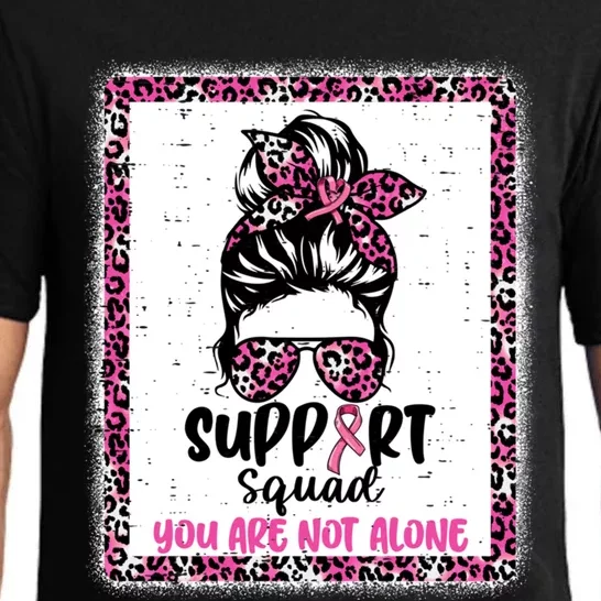 Support Squad Messy Bun Pink Warrior Breast Cancer Awareness Gift Pajama Set