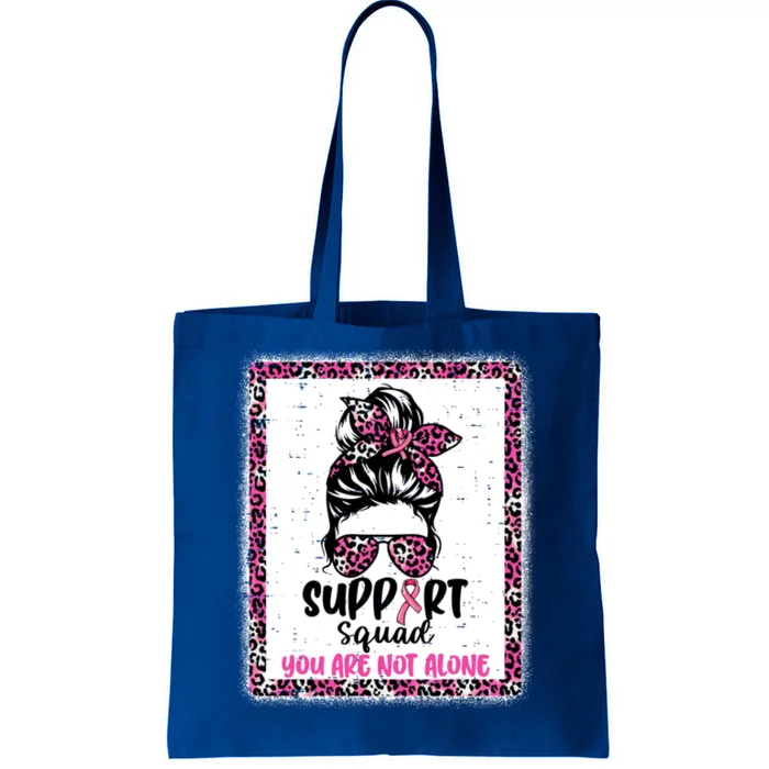 Support Squad Messy Bun Pink Warrior Breast Cancer Awareness Gift Tote Bag