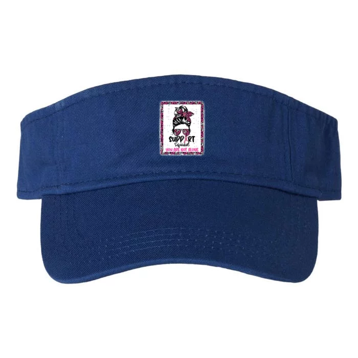 Support Squad Messy Bun Pink Warrior Breast Cancer Awareness Gift Valucap Bio-Washed Visor