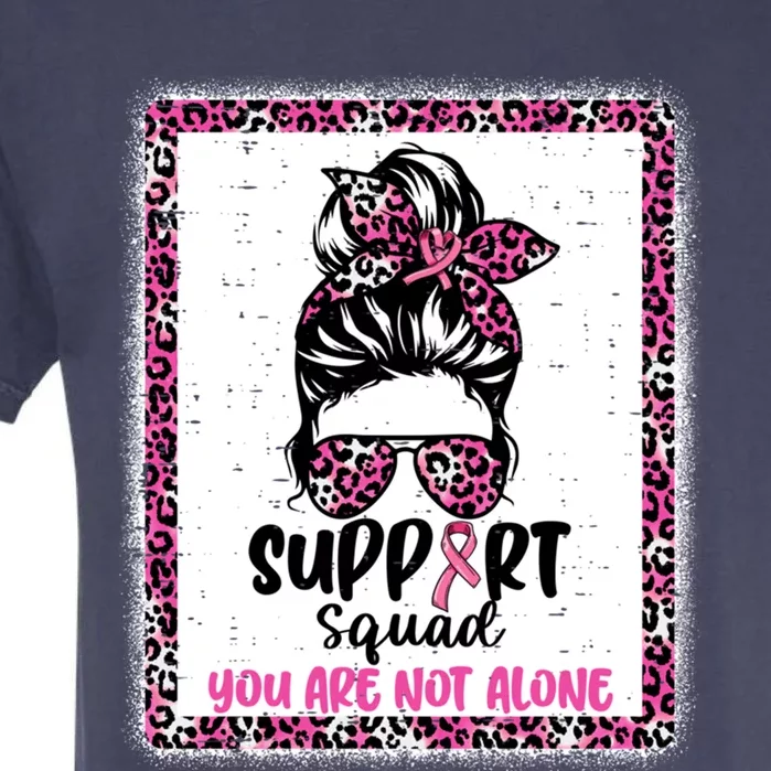 Support Squad Messy Bun Pink Warrior Breast Cancer Awareness Gift Garment-Dyed Heavyweight T-Shirt