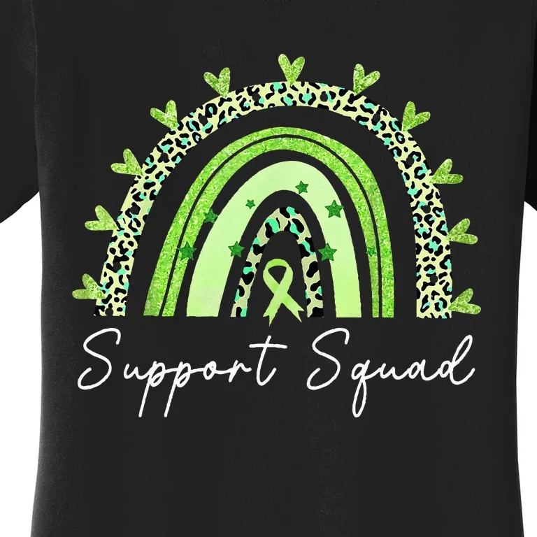 Support Squad Mental Health Awareness Rainbow Green Ribbon Women's T-Shirt