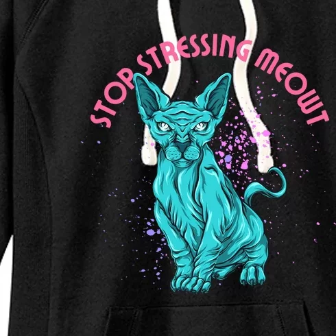 Stop Stressing Meowt Funny Cat Women's Fleece Hoodie