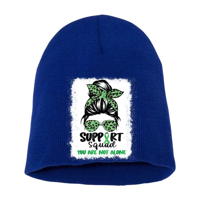 Support Squad Messy Bun Green Warrior Cerebral Palsy Gift Short Acrylic Beanie