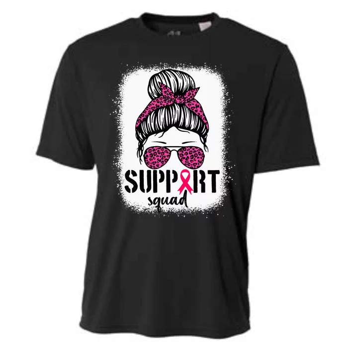 Support Squad Messy Bun Breast Cancer Awareness Cooling Performance Crew T-Shirt