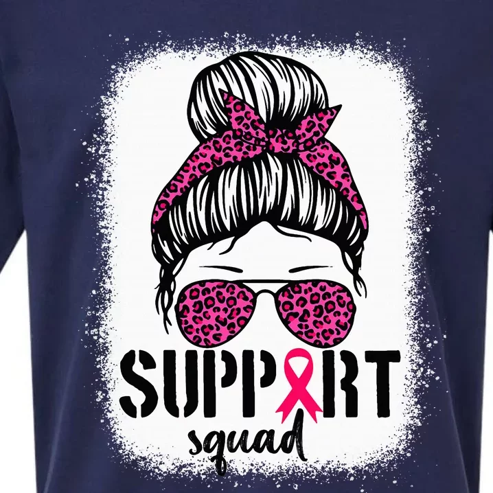 Support Squad Messy Bun Breast Cancer Awareness Sueded Cloud Jersey T-Shirt