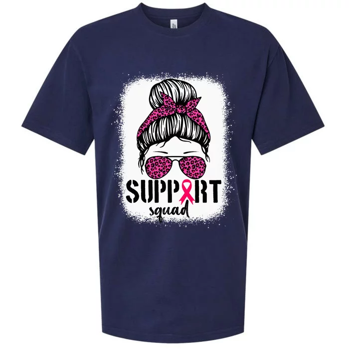 Support Squad Messy Bun Breast Cancer Awareness Sueded Cloud Jersey T-Shirt