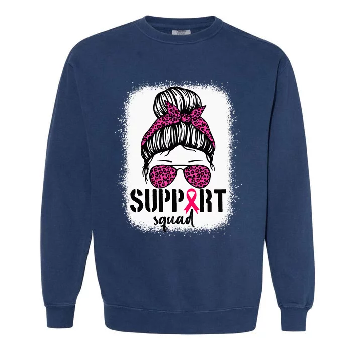 Support Squad Messy Bun Breast Cancer Awareness Garment-Dyed Sweatshirt