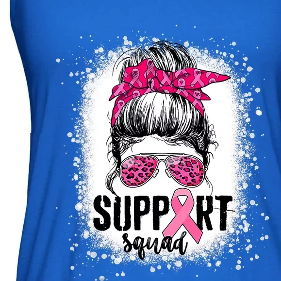 Support Squad Messy Bun Pink Warrior Breast Cancer Awareness Gift Ladies Essential Flowy Tank