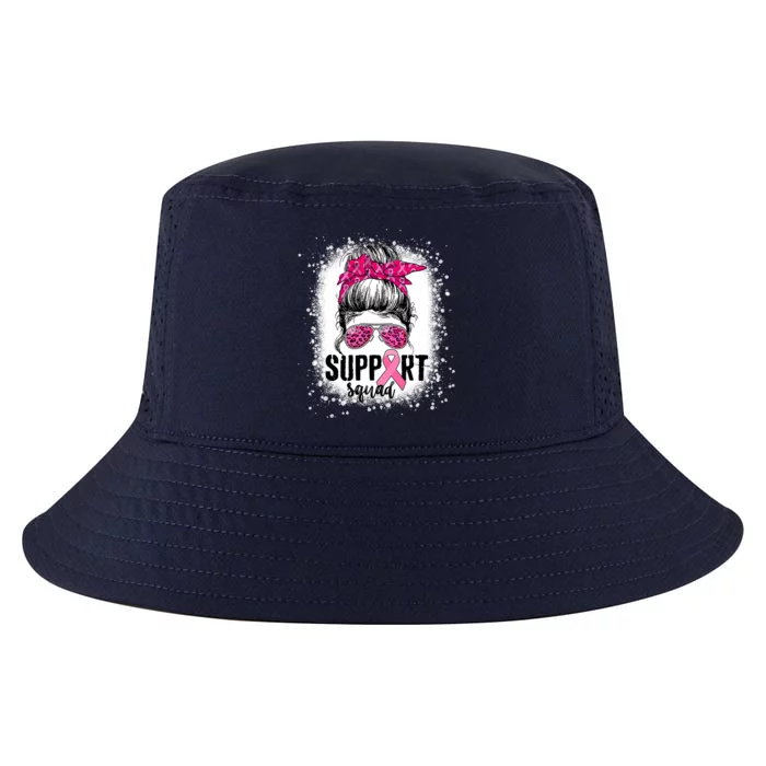 Support Squad Messy Bun Pink Warrior Breast Cancer Awareness Gift Cool Comfort Performance Bucket Hat