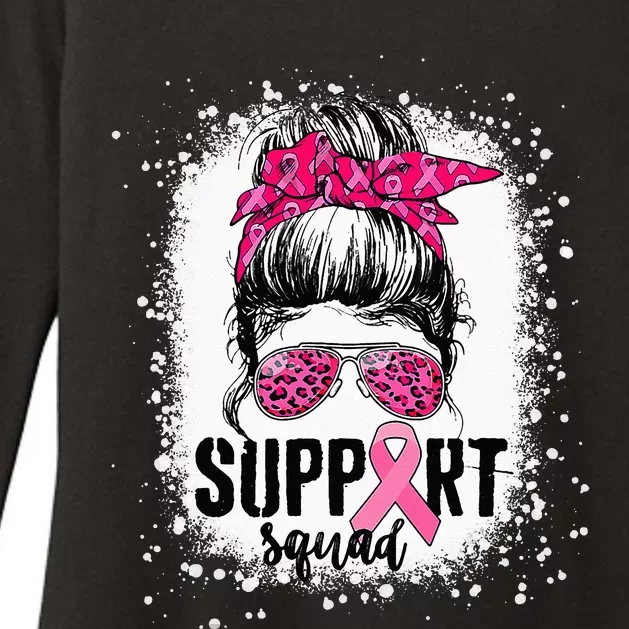 Support Squad Messy Bun Pink Warrior Breast Cancer Awareness Womens CVC Long Sleeve Shirt