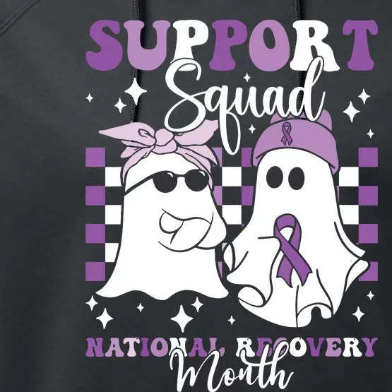 Support Squad National Recovery Month Addiction Recovery Performance Fleece Hoodie