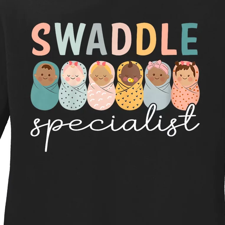 Swaddle Specialist Nicu Mother Baby Nurse Tech Neonatal Icu Nurse Day Ladies Long Sleeve Shirt