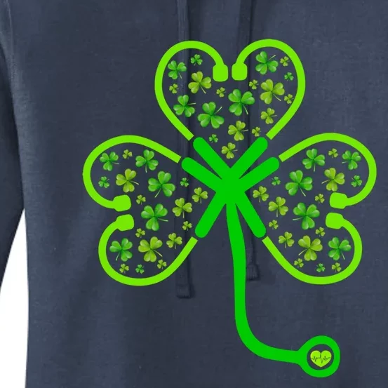 Shamrock Stethoscope Nurse St Patricks Day Irish Nursing Gift Women's Pullover Hoodie