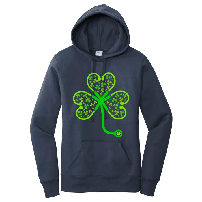 Shamrock Stethoscope Nurse St Patricks Day Irish Nursing Gift Women's Pullover Hoodie