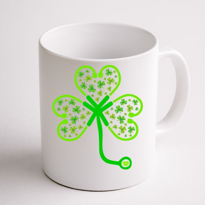 Shamrock Stethoscope Nurse St Patricks Day Irish Nursing Gift Front & Back Coffee Mug