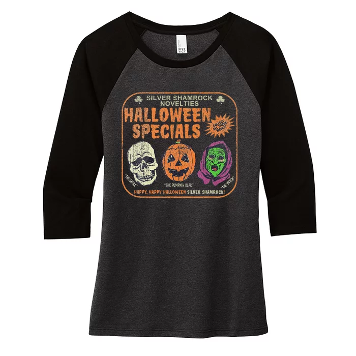 Silver Shamrock Novelties Halloween Specials Women's Tri-Blend 3/4-Sleeve Raglan Shirt