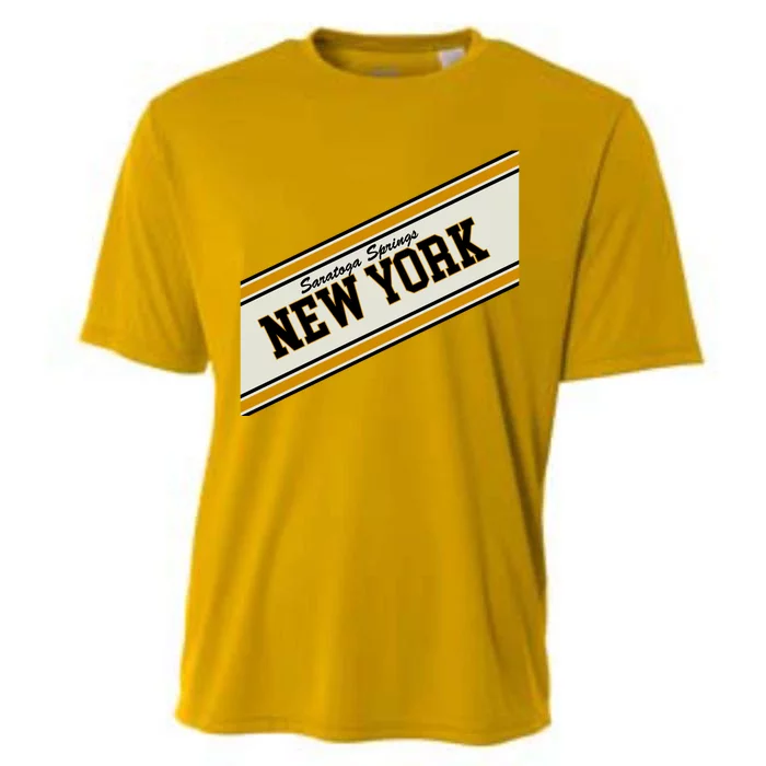 Saratoga Springs New York Varsity Logo Cooling Performance Crew T-Shirt