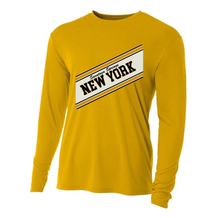 Saratoga Springs New York Varsity Logo Cooling Performance Long Sleeve Crew