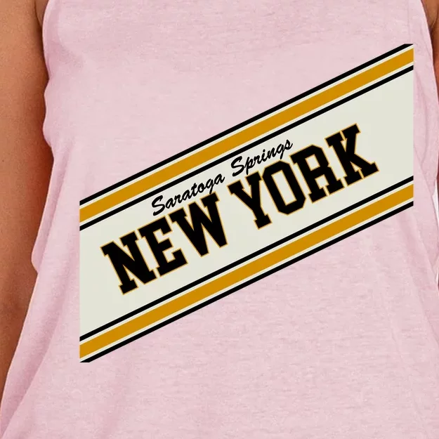 Saratoga Springs New York Varsity Logo Women's Knotted Racerback Tank