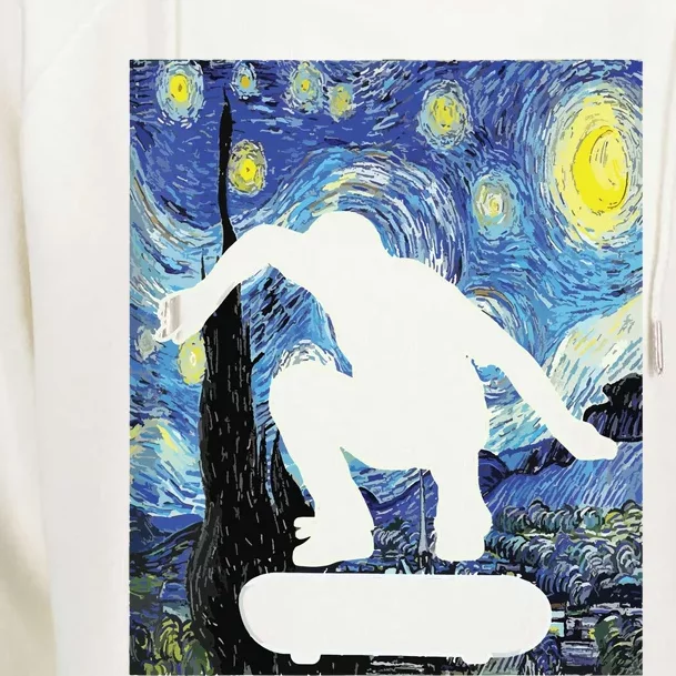 Skateboarding Starry Night Skateboard Van Gogh Womens Funnel Neck Pullover Hood