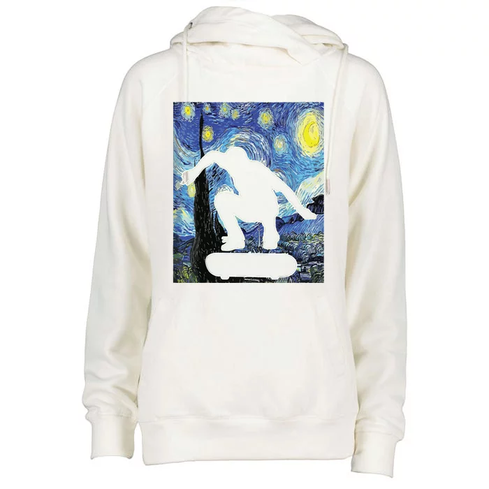 Skateboarding Starry Night Skateboard Van Gogh Womens Funnel Neck Pullover Hood