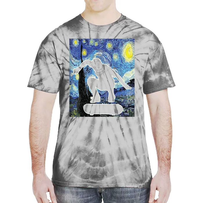 Skateboarding Starry Night Skateboard Van Gogh Tie-Dye T-Shirt