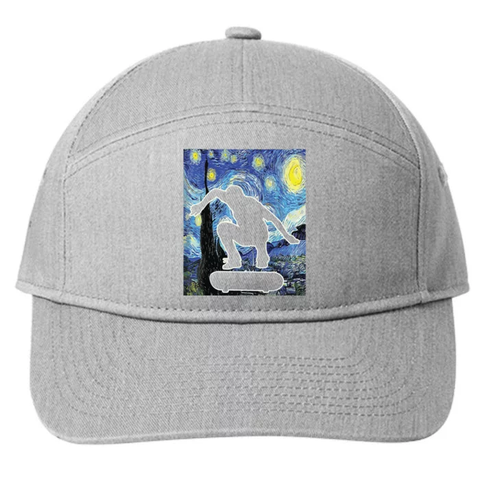 Skateboarding Starry Night Skateboard Van Gogh 7-Panel Snapback Hat