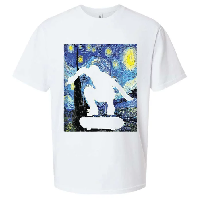 Skateboarding Starry Night Skateboard Van Gogh Sueded Cloud Jersey T-Shirt