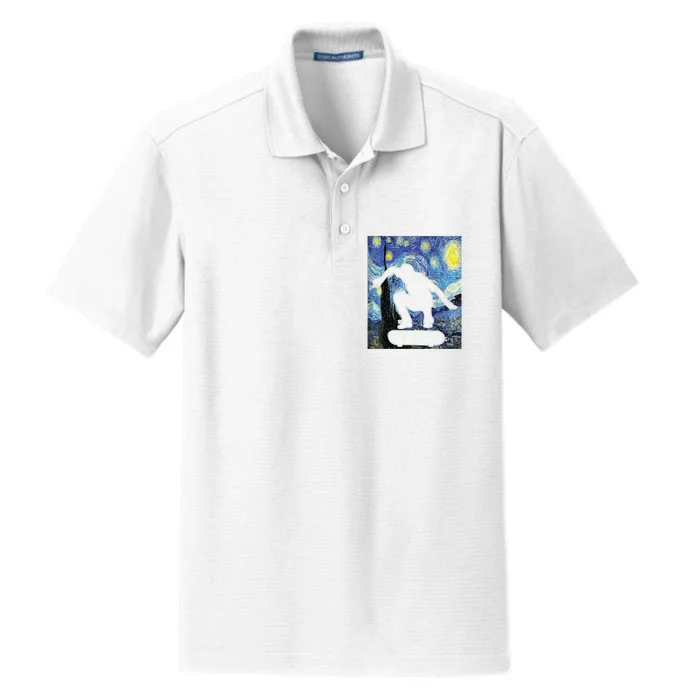 Skateboarding Starry Night Skateboard Van Gogh Dry Zone Grid Performance Polo