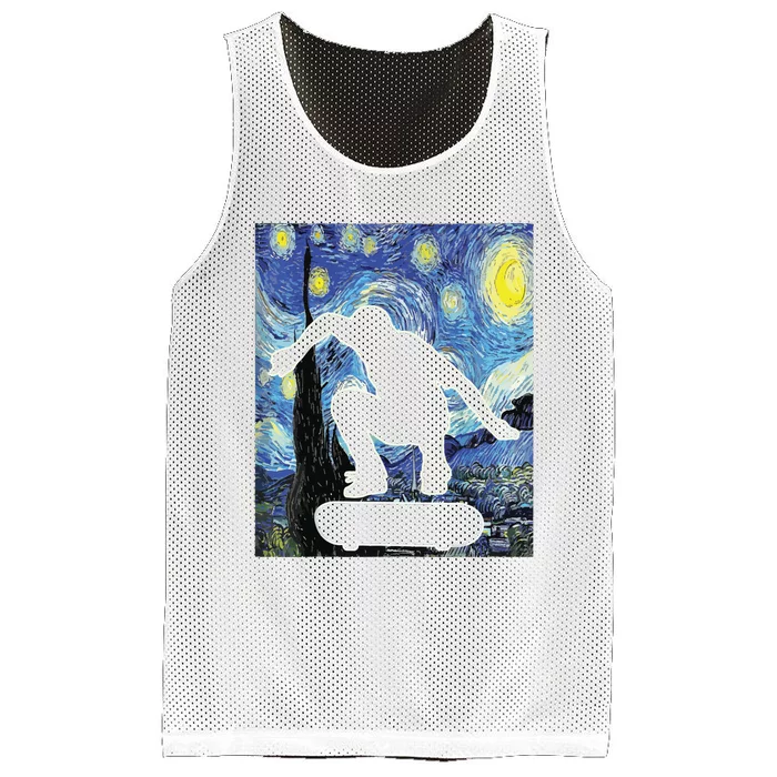 Skateboarding Starry Night Skateboard Van Gogh Mesh Reversible Basketball Jersey Tank