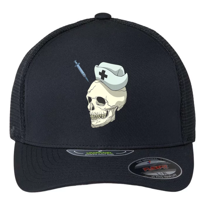 Skull Skeleton Nurse Injection Cute Gift Flexfit Unipanel Trucker Cap